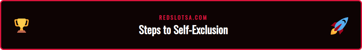 A step-by-step infographic showing how a player in KSA can activate the Redslot Self Exclusion feature through their account settings.