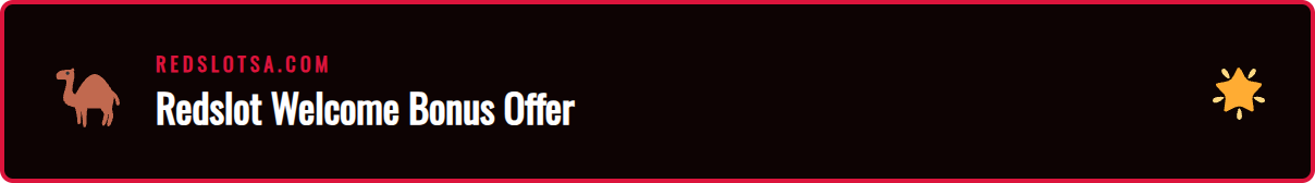 Promotional banner for the Redslot Welcome Bonus showing a large bonus amount for Saudi Arabian players.